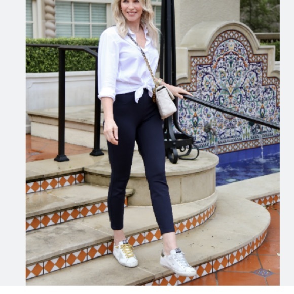 SPANX Pants - SPANX The Perfect pants true navy tapered leg size Large pull on